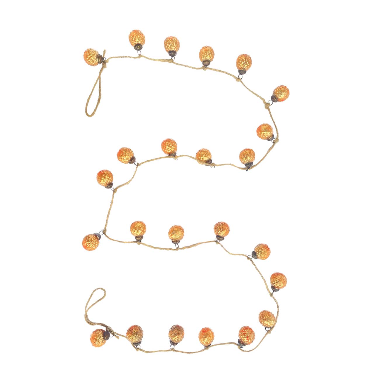 Hello Honey® 6ft. Apricot Embossed Mercury Glass Ball Ornament Garland on Jute String